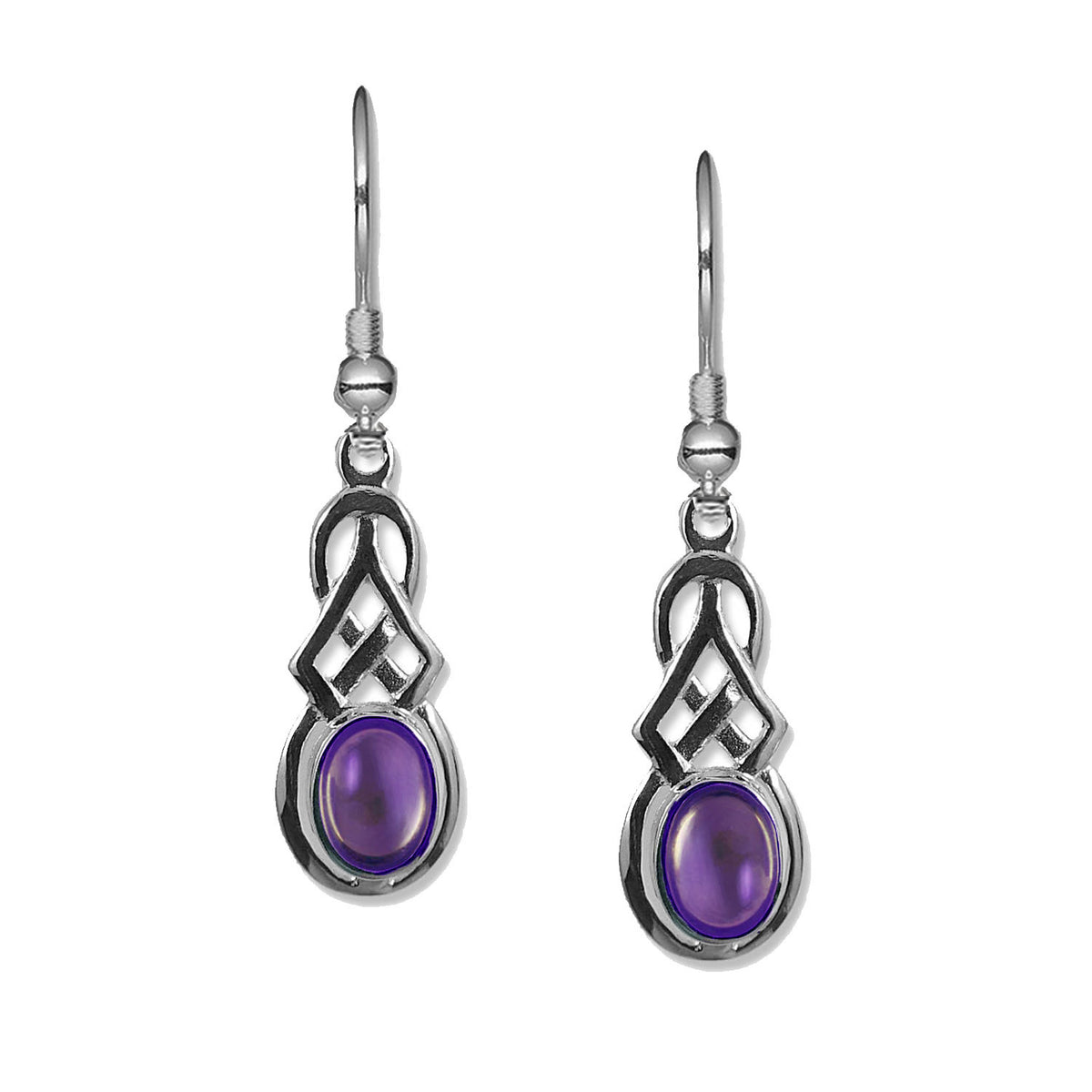 celtic earrings oval amethyst - celtic earring jewellery