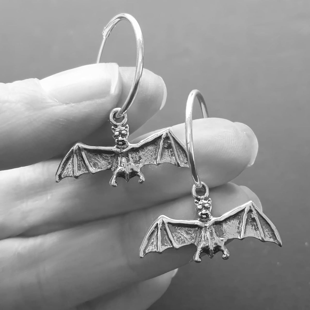 bat hoop gothic earrings