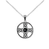 Celtic Cross Pendant With Celtic Knots and Onyx
