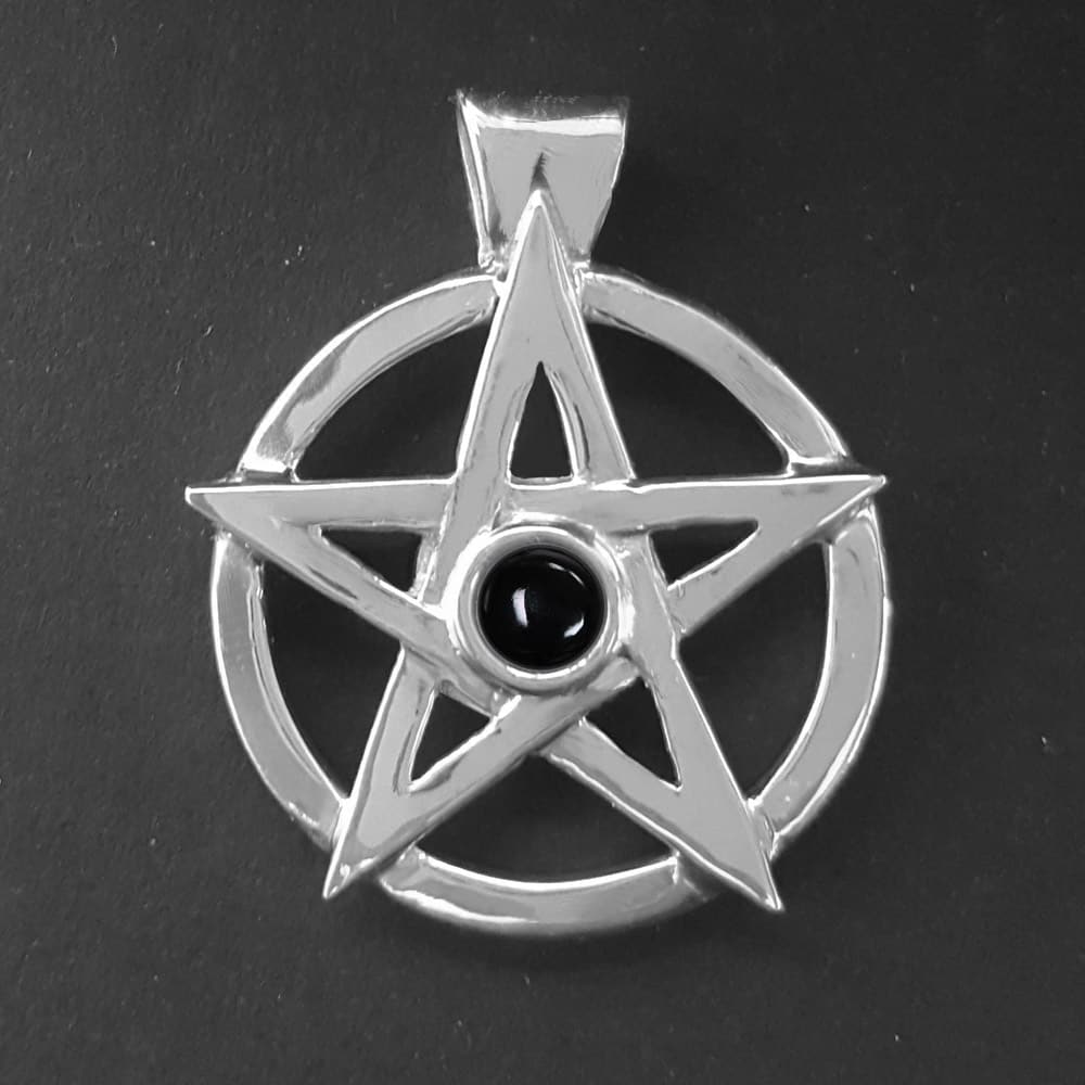 Sterling Silver Pentagram Pendant With Natural Black Onyx – Wicca, Pentacle, Pagan Star Jewelry