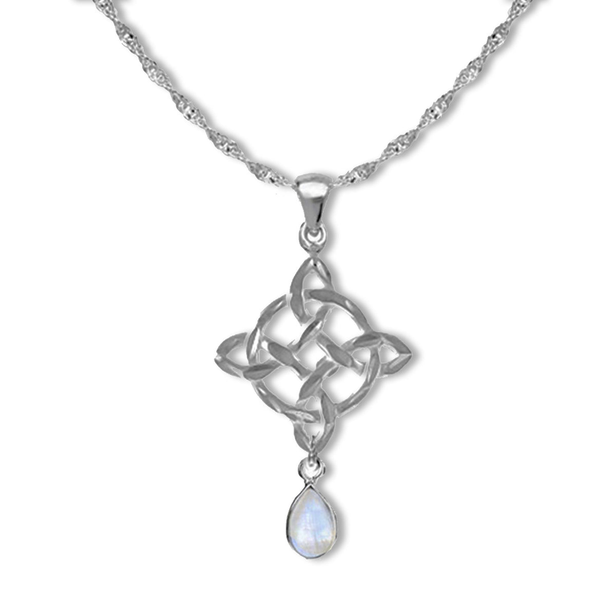 celtic pendant necklace moonstone teardrop