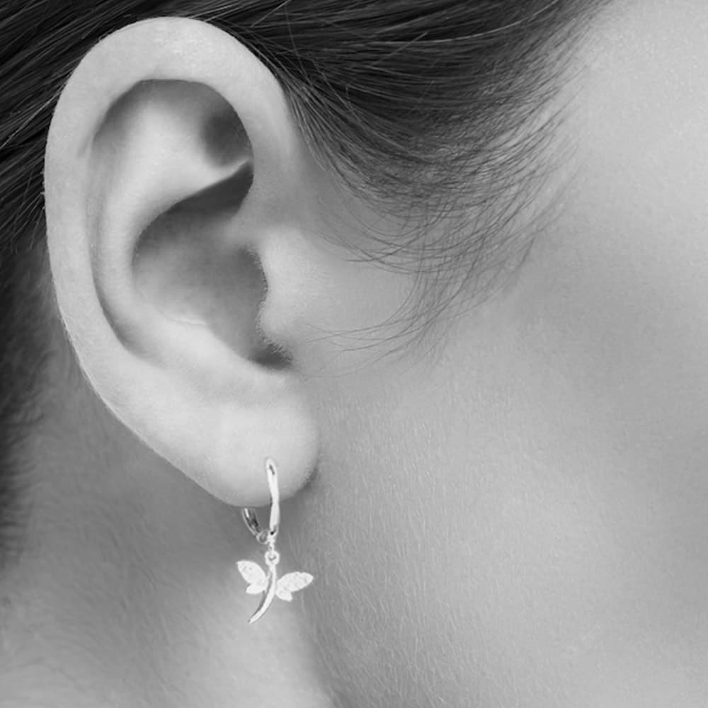 dragonfly huggie earrings, sterling silver 