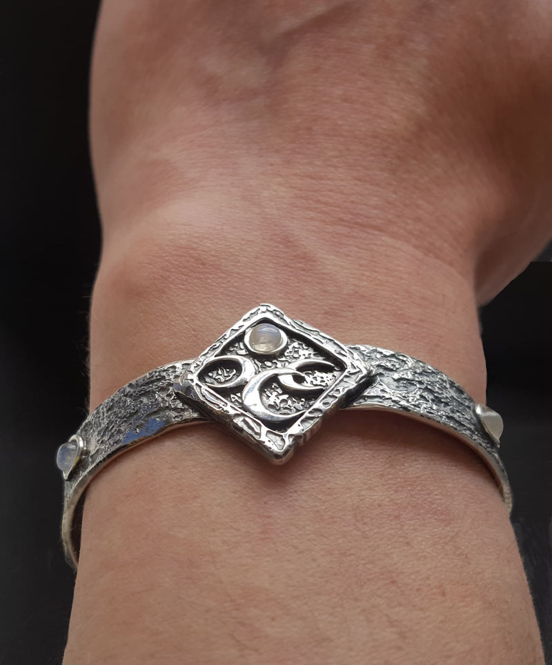 goth cuff bracelet, gothic moon bangle, goth jewellery alterantive UK