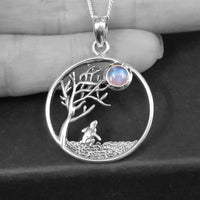 hare moon tree pendant, animal hare jewellery