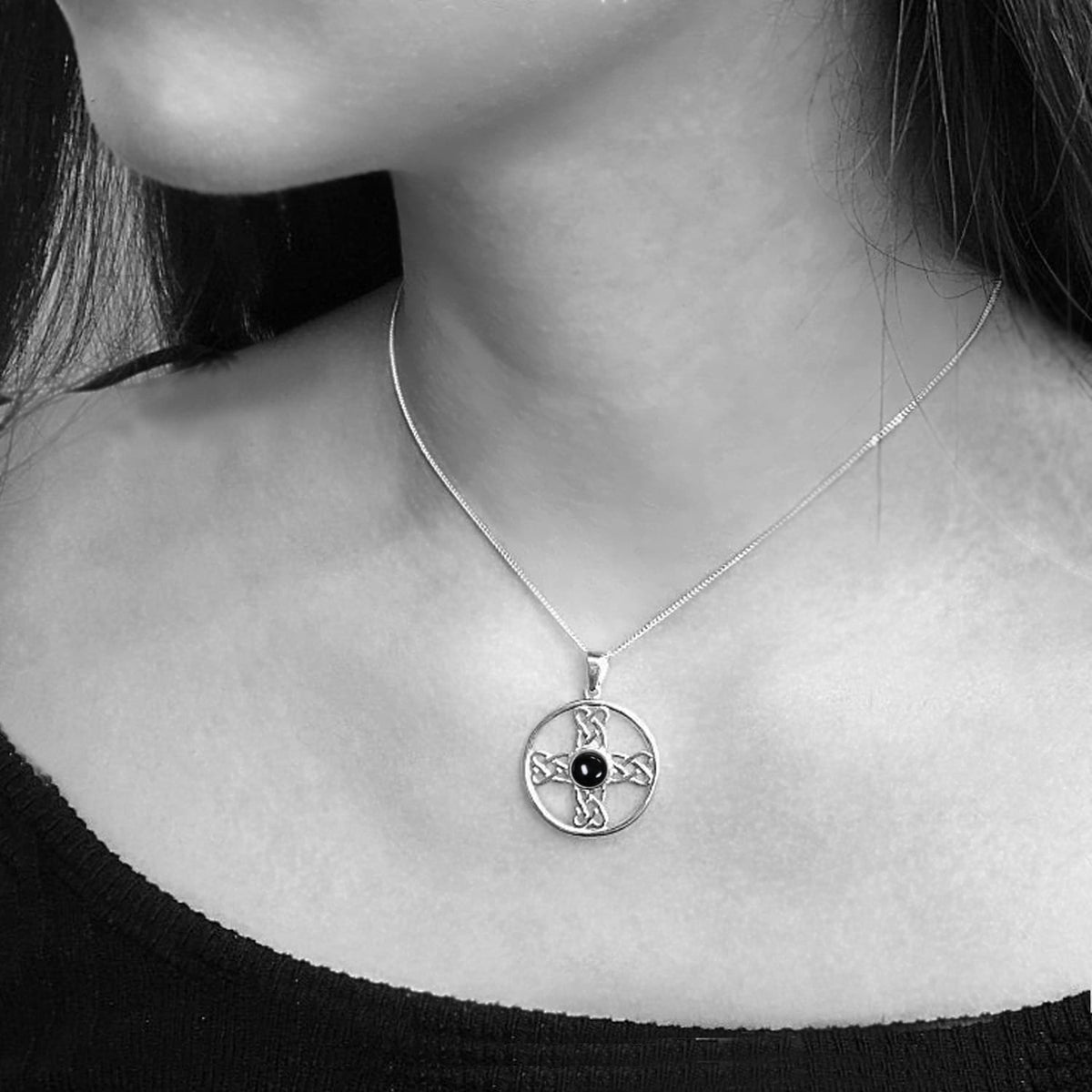 onyx celtic cross necklace - celtic cross jewellery UK