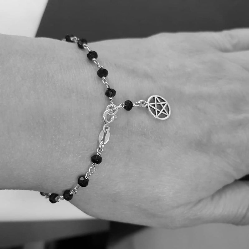 NEW: Pentagram Black Onyx Bracelet, Sterling Silver