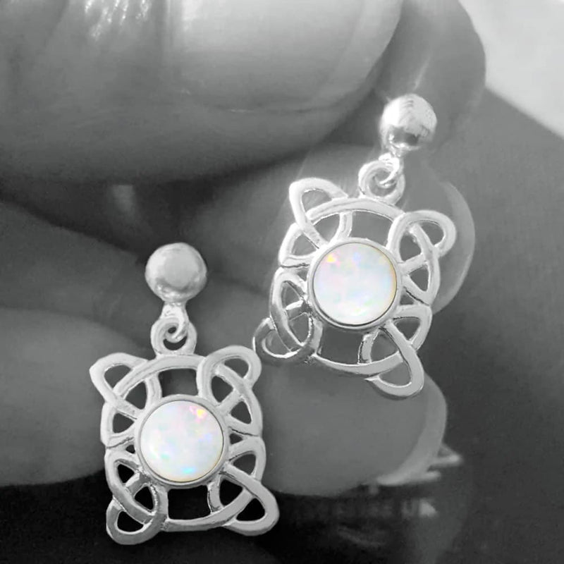 opal celtic drop earrings - opal celtic jewellery 