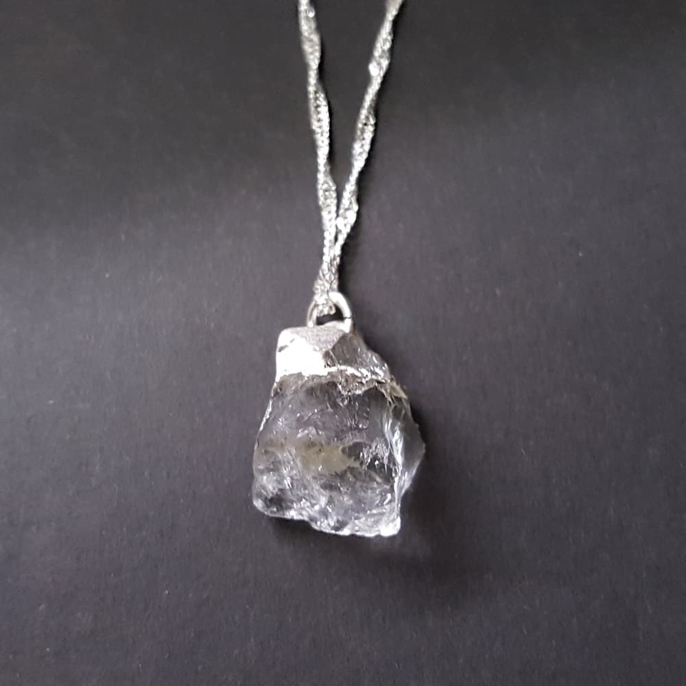 quartz crystal pendant, raw crystal necklace