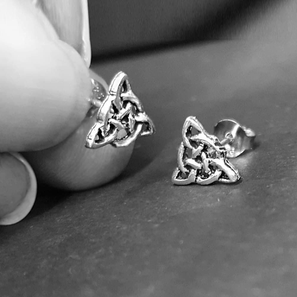 Trinity Knot Earrings, Trinity Knot Studs Silver, Celtic Trinity