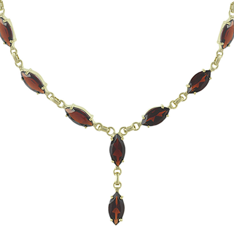 Garnet Marquise Necklace, 9ct Yellow Gold