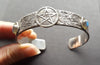 Pentacle Bangle With Labradorite, Pagan Wiccan Witch Bracelet 