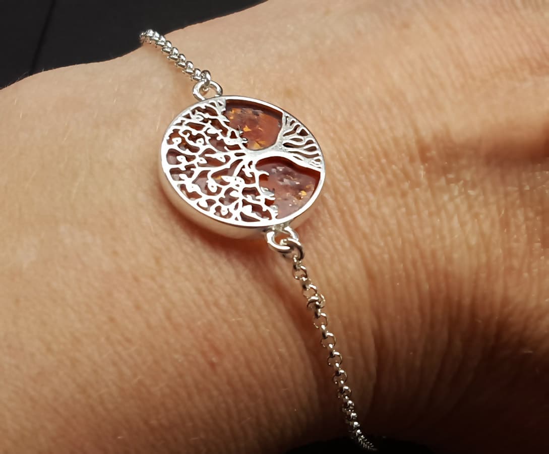 amber tree bracelet - sterling silver tree of life jewellery