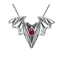 goth bat necklace red garnet - bat pendant