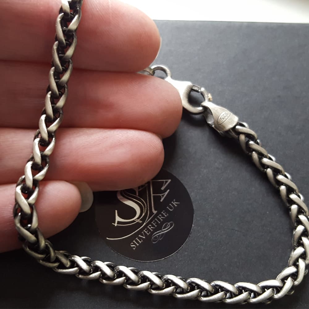 mens bracelet wheat chain, alternative jewellery for men
