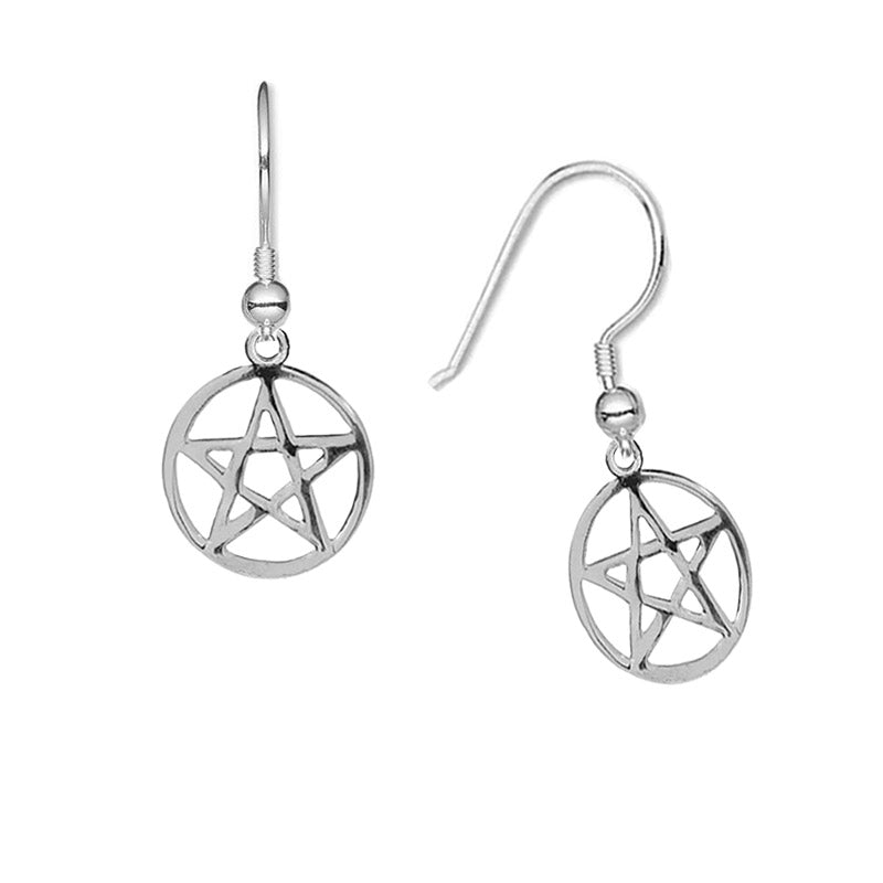 Silver sales pentagram earrings