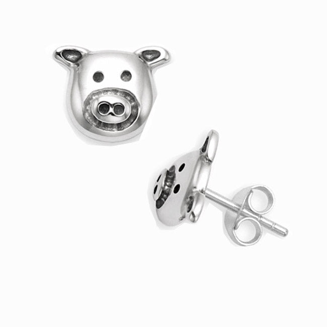Pig earrings studs, pig wildlife jewellery