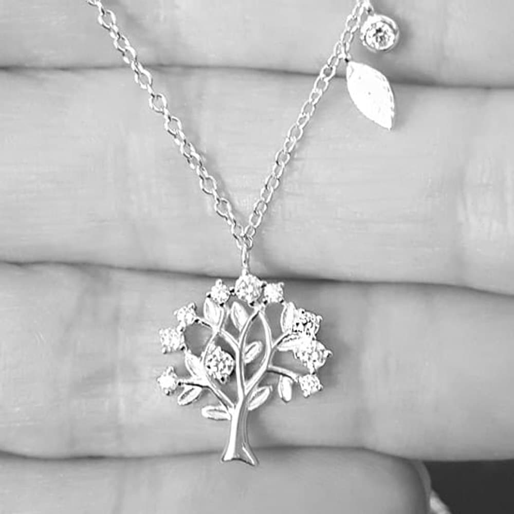 Winter Tree Of Life Necklace, Silver and Cubic Ziconia Tree of