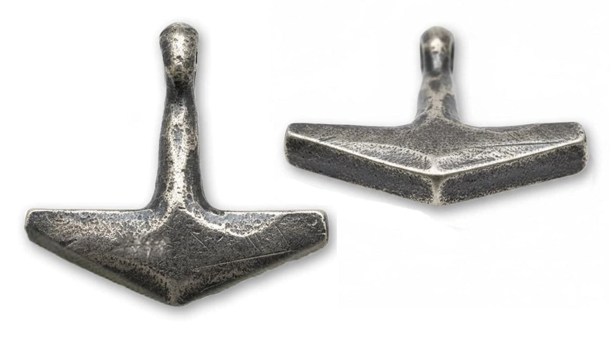 A handmade sterling silver Thor's Hammer replica pendant based on an archaeological Viking artefact 