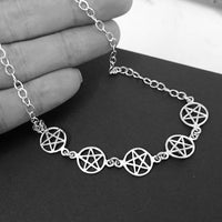 NEW: Multi Pentagram Silver Choker, 925 Silver