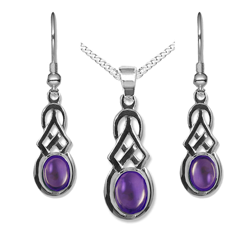 celtic jewellery set oval amethyst 