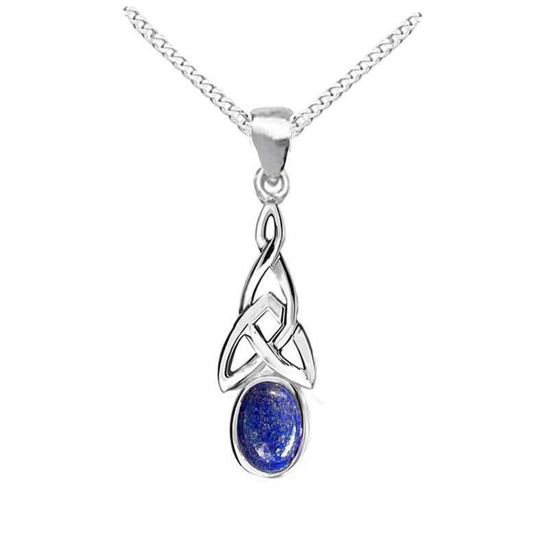 Blue Lapis Celtic Necklace, Sterling Silver and Lapis Lazuli