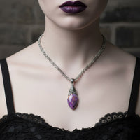 purple gothic necklace on goth girl