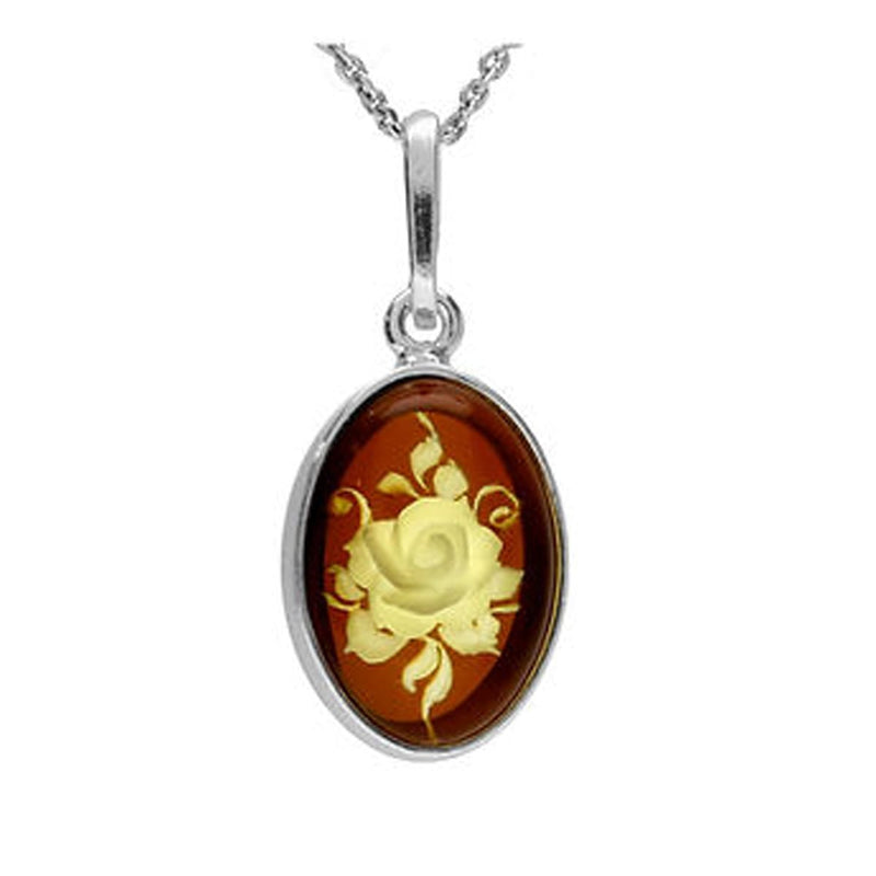 NEW: Small Amber Rose Cameo Necklace