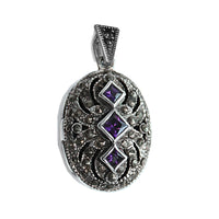 NEW: Amethyst Gothic Locket, Sterling Silver