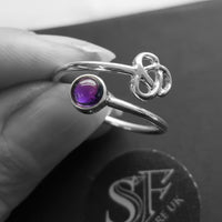 Amethyst Ring With Celtic Trinity, Adjustable Ring