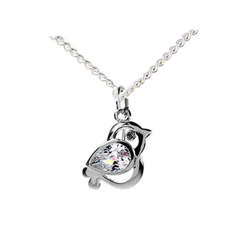 Baby Bird Necklace With Crystal Zirconia Wing