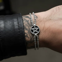 gothic black pentagram chain bracelet