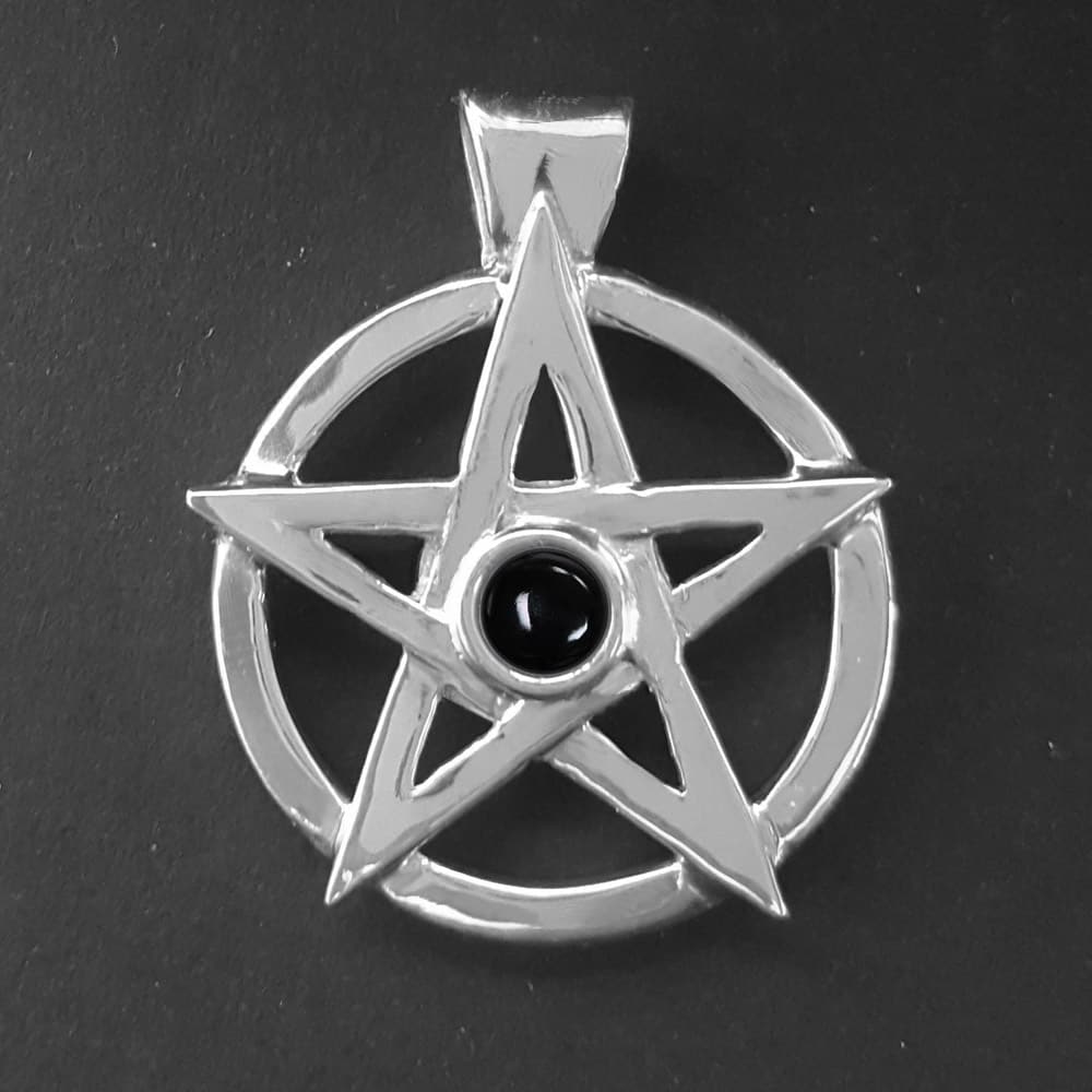 Black Pentagram Pendant Black Onyx Pentagram Necklace Gothic Pagan