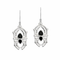 goth black spider earrings, sliver spider jewellery 