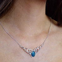 blue paua celtic knot necklace 