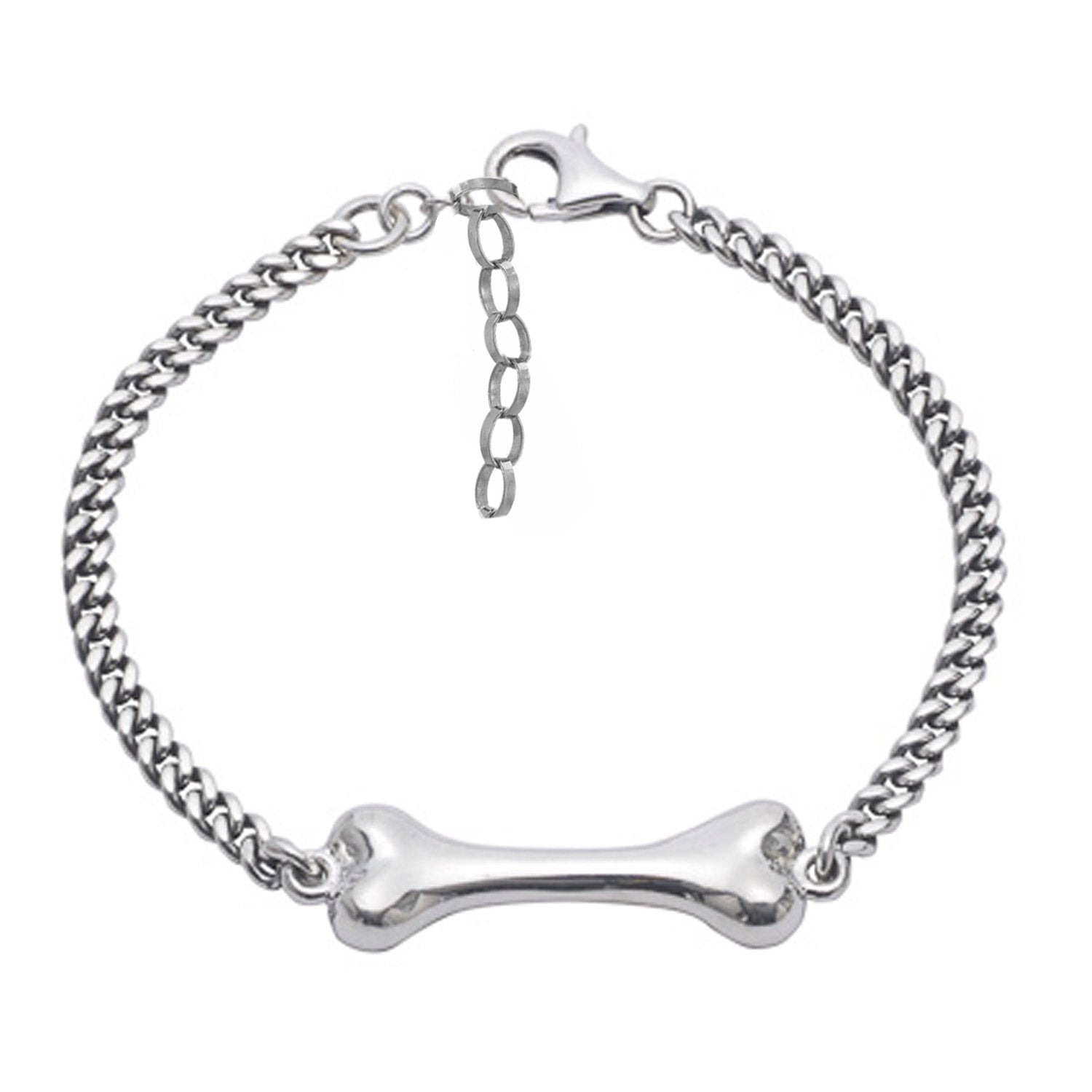 Silver Bone Gothic Bracelet, Chain Bracelet Dog Bone 925