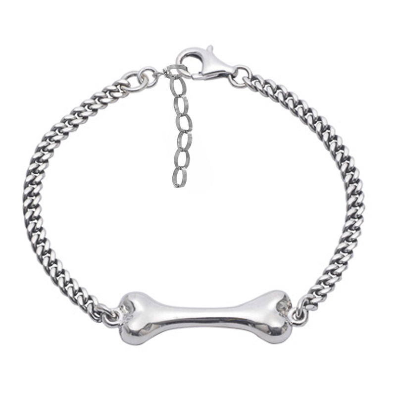 sliver bone bracelet, dog bone chain 