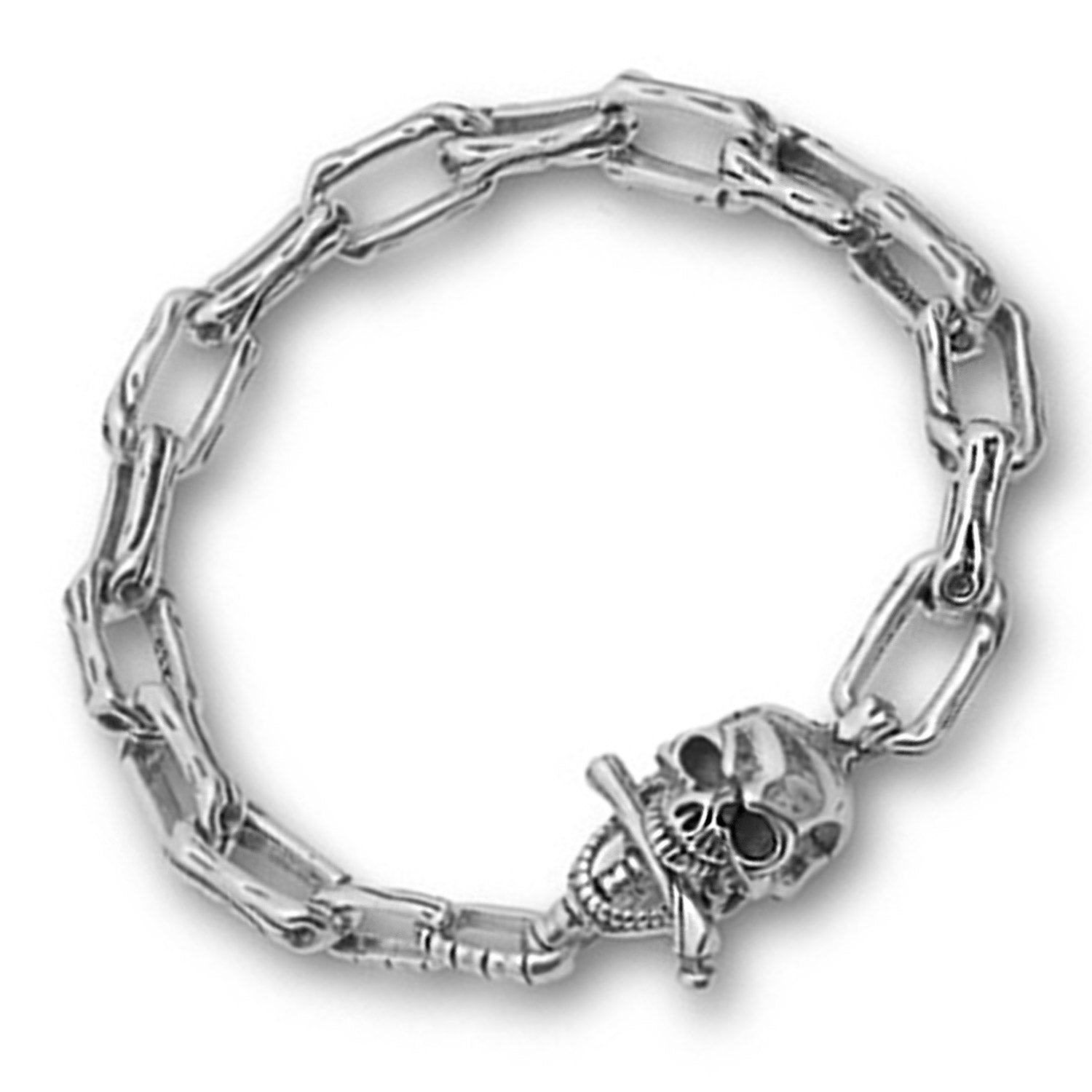 Skull Bone Link Bracelet, Gothic Sterling Silver Skull Bracelet