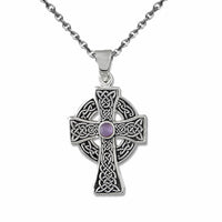 amethyst celtic cross necklace silver