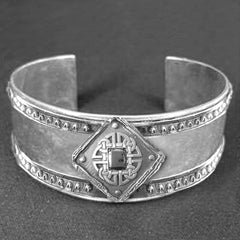 Celtic Shield Wide Celtic Bangle, Solid Silver With Hematite,  Handmade