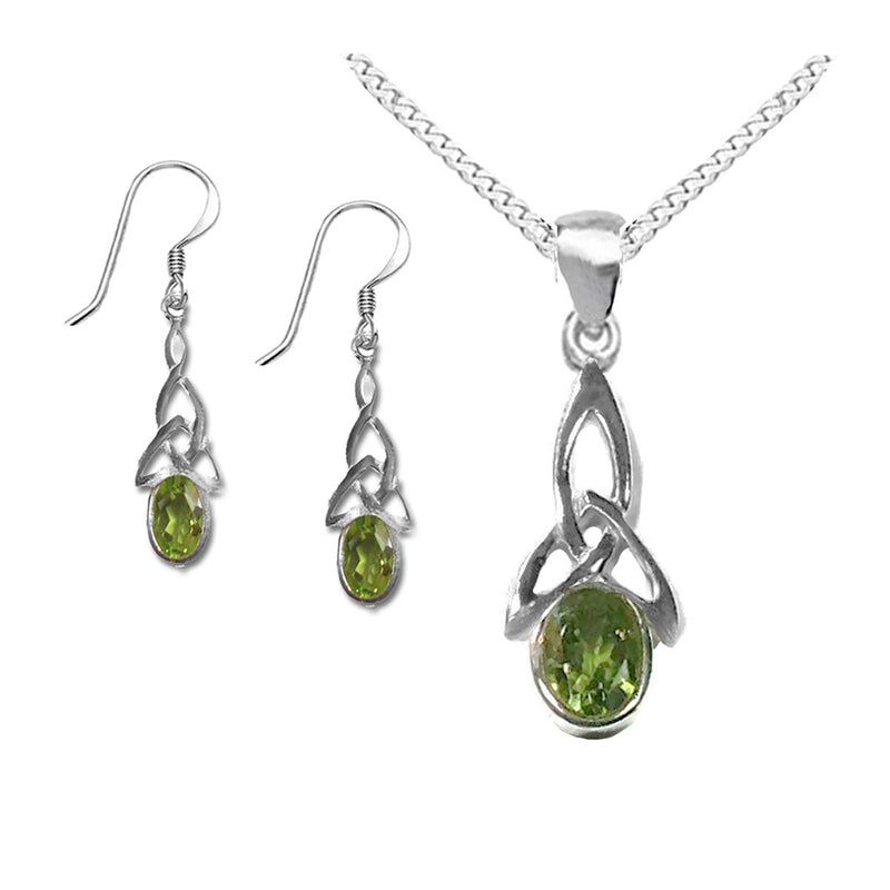 celtic jewellery set peridot 