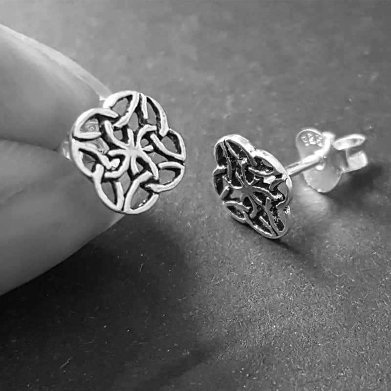 celtic knot earrings, triquetra celtic stud