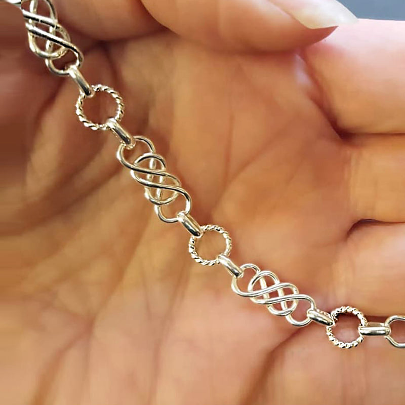 silver celtic patterned chain necklace