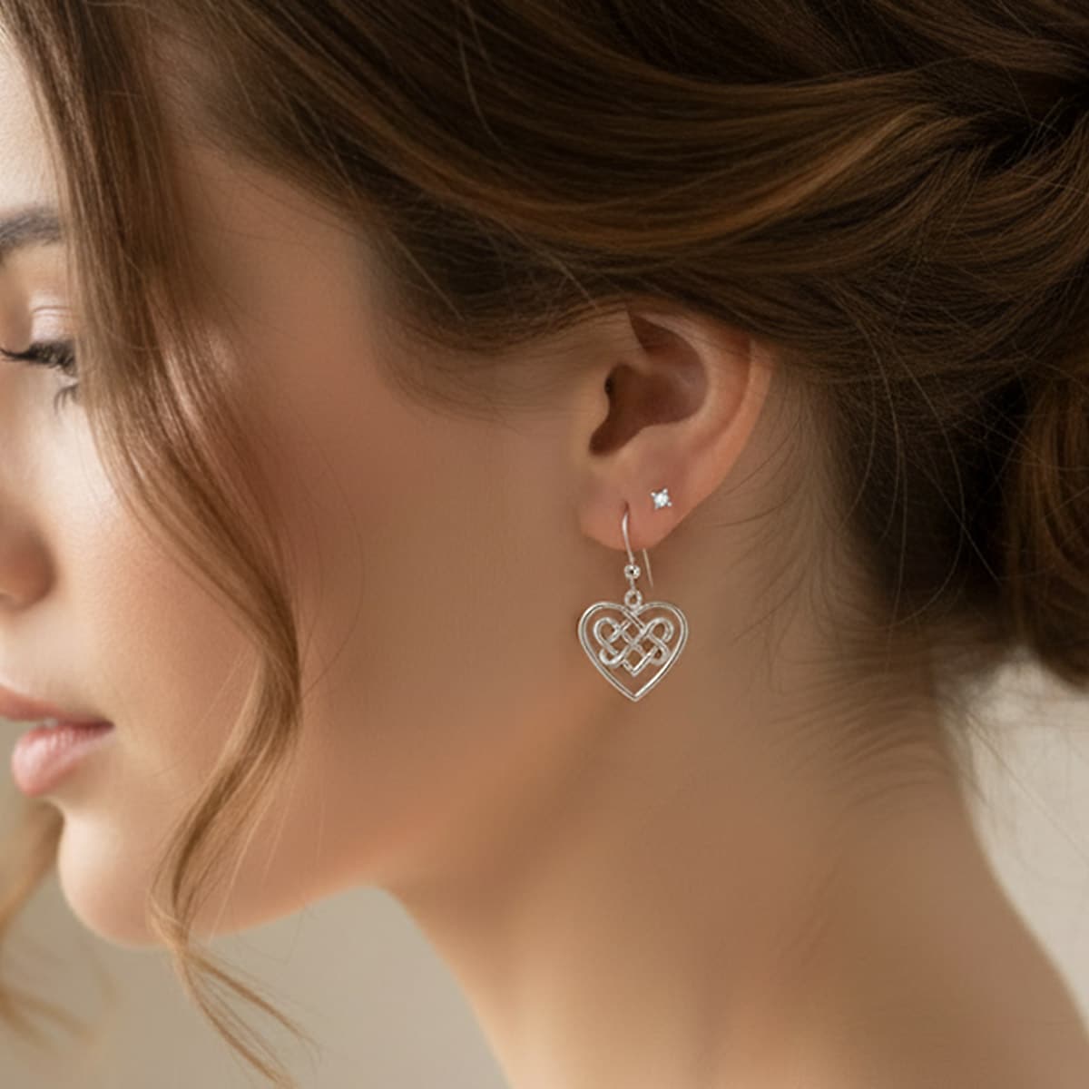 celtic love heart lady earrings