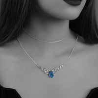 Celtic Necklace With Blue Paua Shell, Sterling Silver
