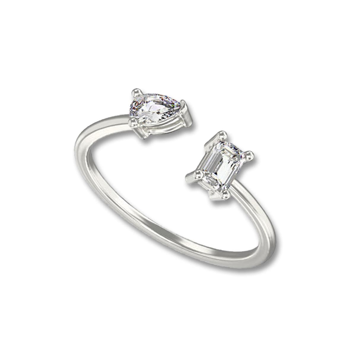 Claw-Set Toi et Moi Ring in sterling silver