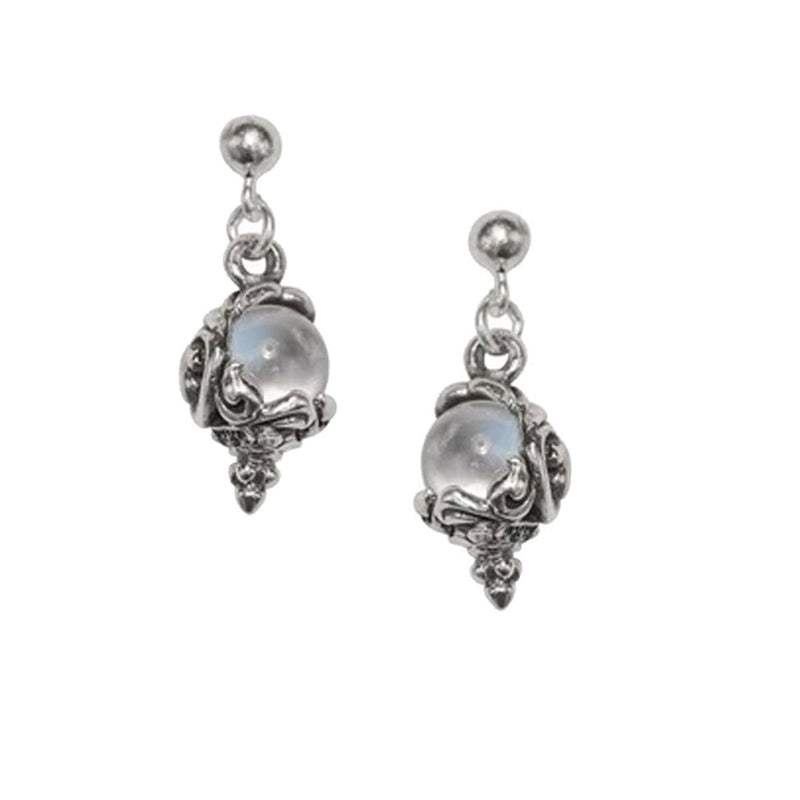 crystal ball earrings, witchy crystal ball stud drops