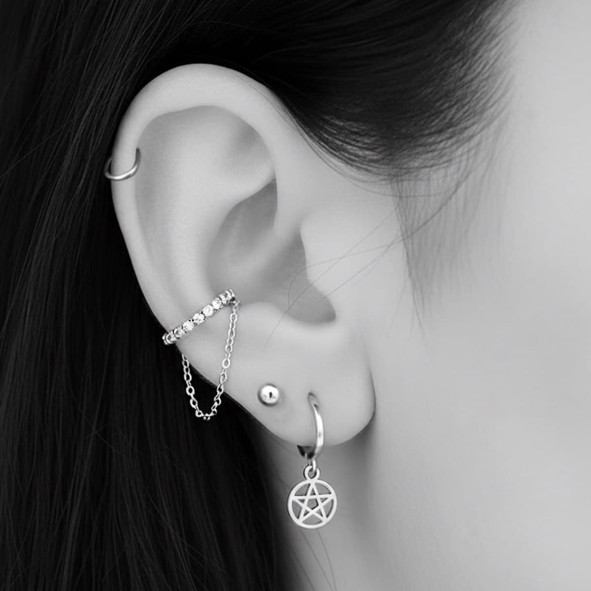 crystal chain ear cuff