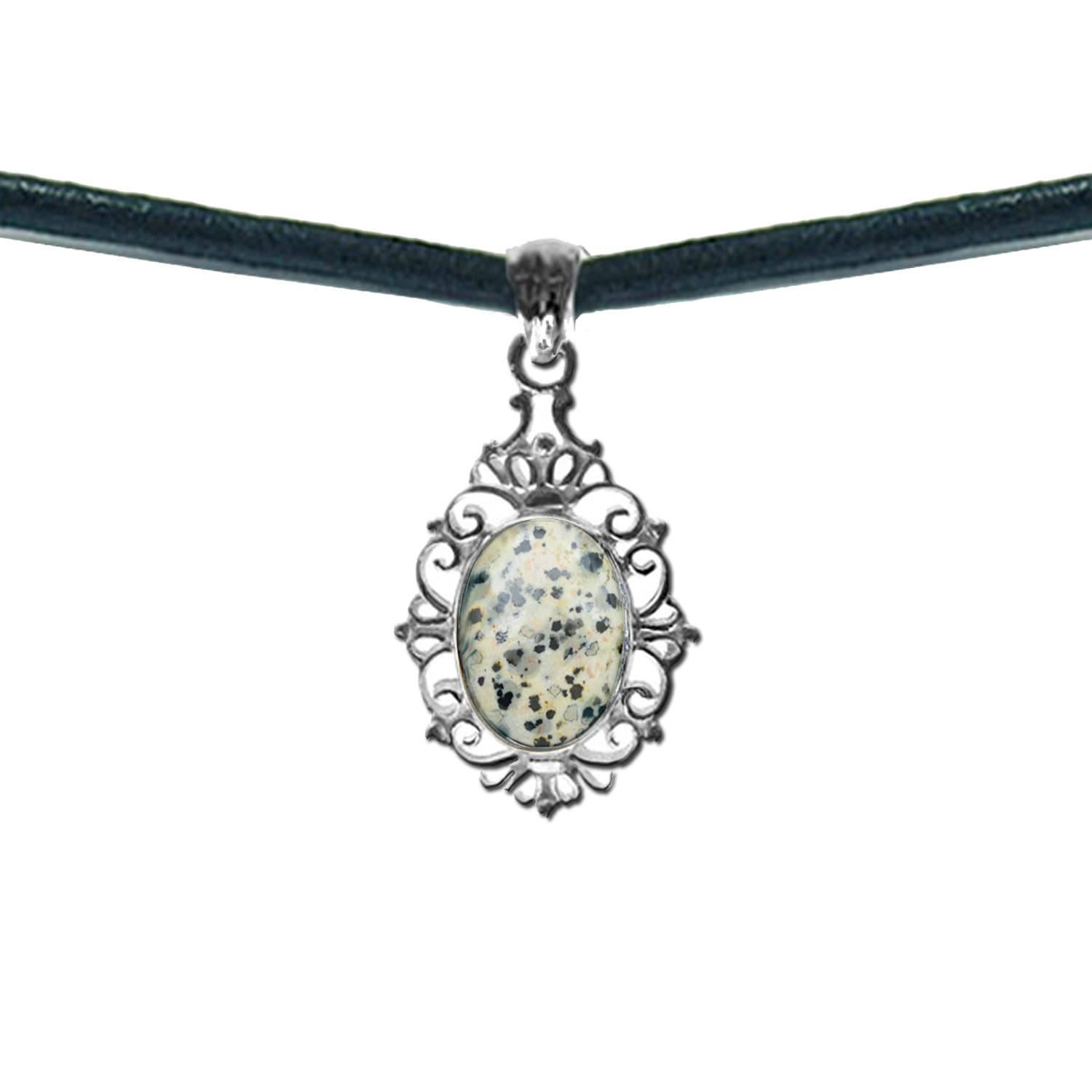Dalmatian jasper leather choker