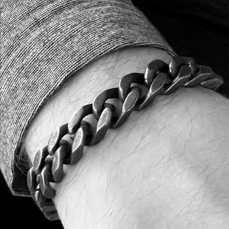 NEW: Dark Chunky Steel Bracelet, Oxidised Stainless Steel