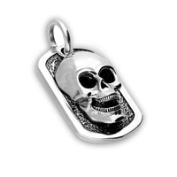 dog tag skull pendant, skull jewellery